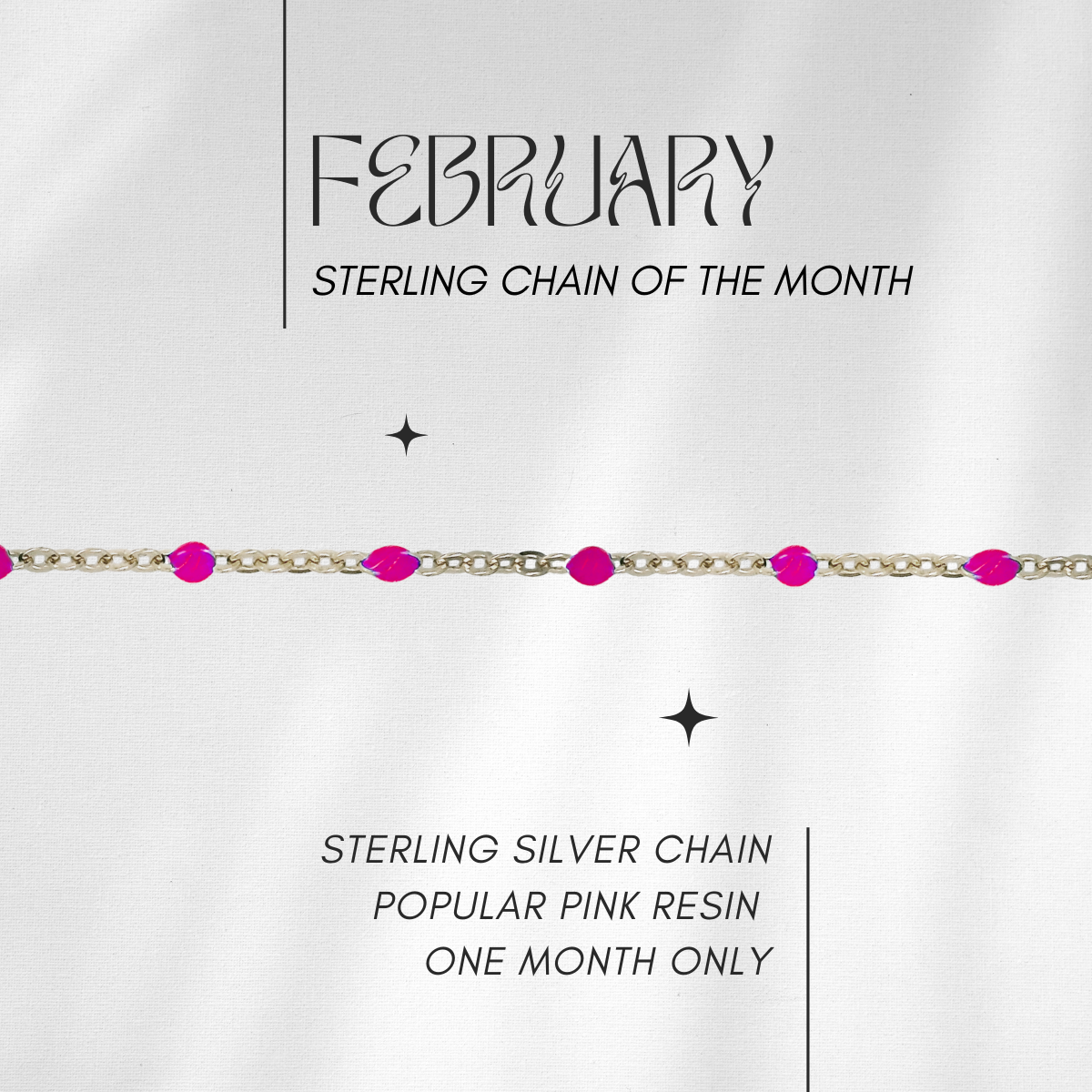 Popular Pink🎀 Resin chain of the month in Sterling Silver // RESERVATION for IN-PERSON Permanent Jewelry