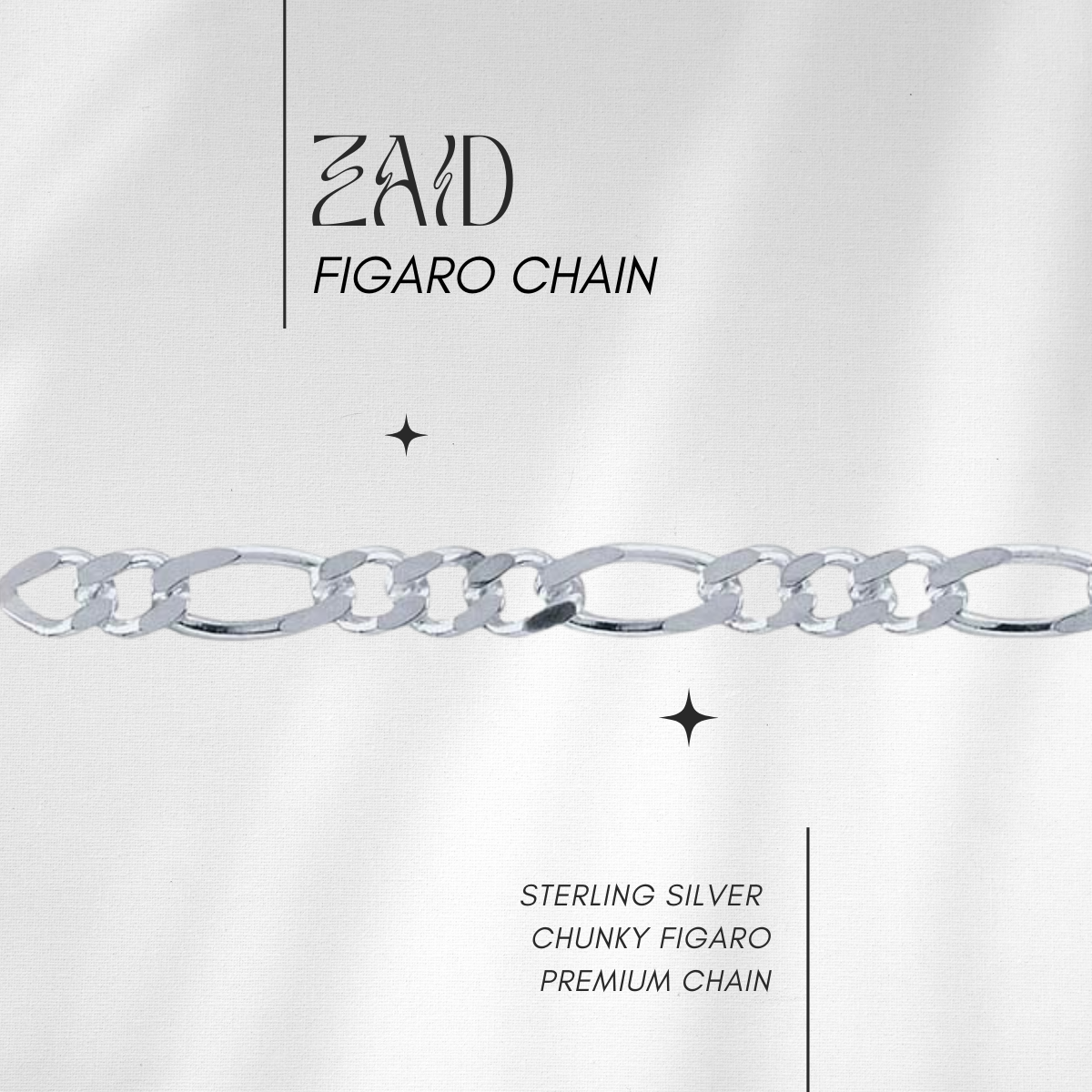Zaid Premium Figaro Chain in Sterling // RESERVATION  for IN-PERSON Permanent Jewelry (Copy)